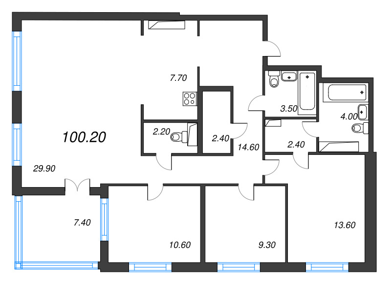 4 ккв (Евро) 100,2 м²