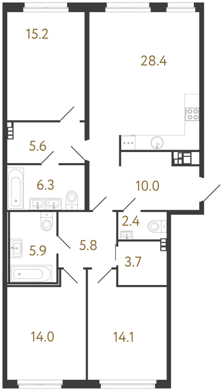 4 ккв (Евро) 111,4 м²