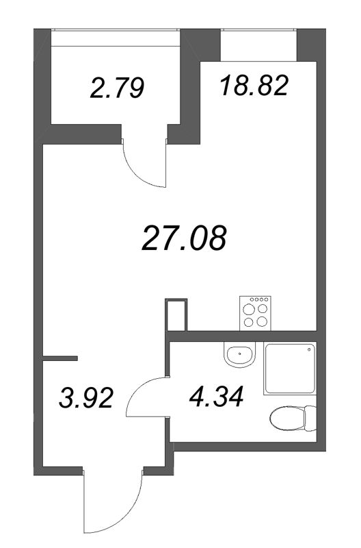 Студия 27,1 м²