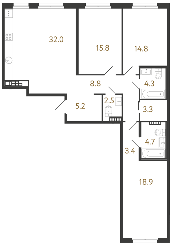 4 ккв (Евро) 113,7 м²