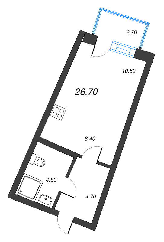 Студия 26,7 м²