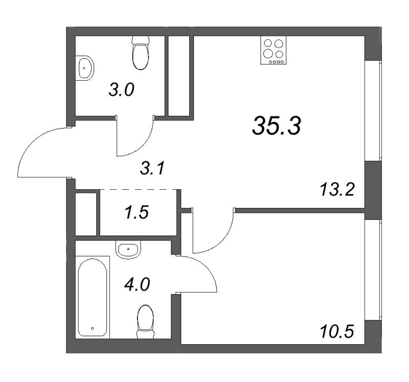 1 ккв 35,3 м²