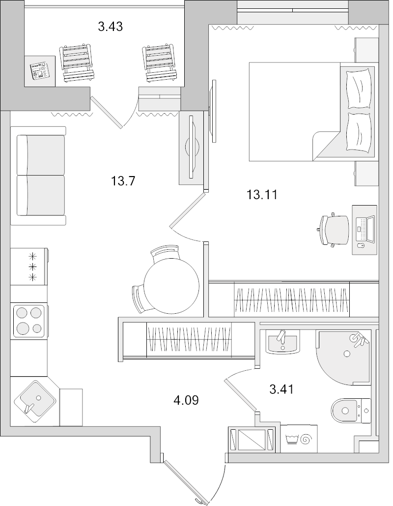 1 ккв 37,7 м²