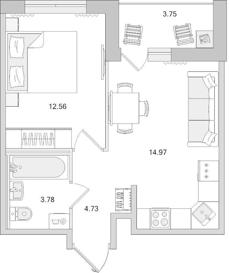 2 ккв (Евро) 39,8 м²