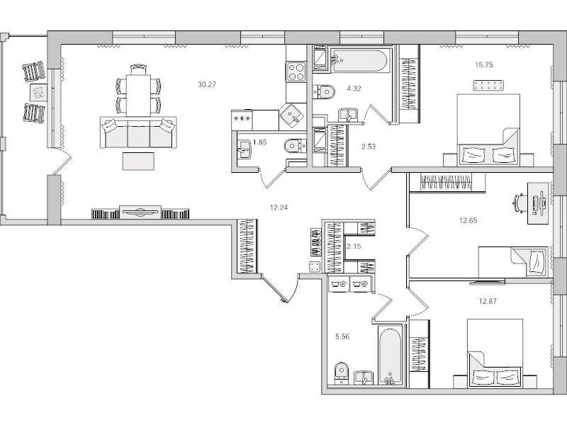 4 ккв (Евро) 106,8 м²