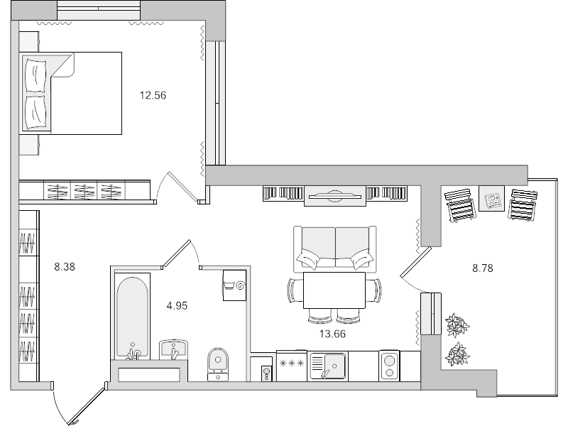 2 ккв (Евро) 48,3 м²