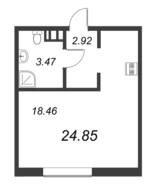 Студия 24,9 м²
