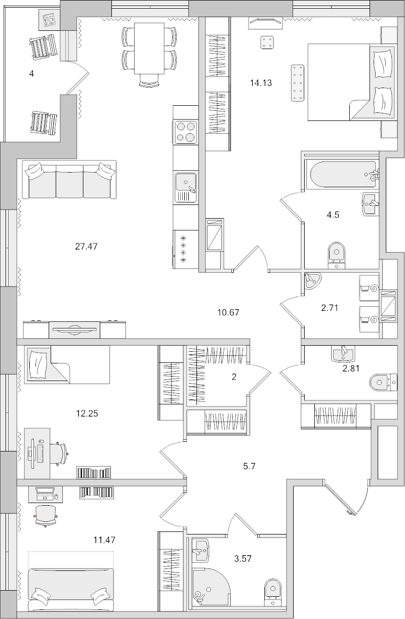 4 ккв (Евро) 106,6 м²