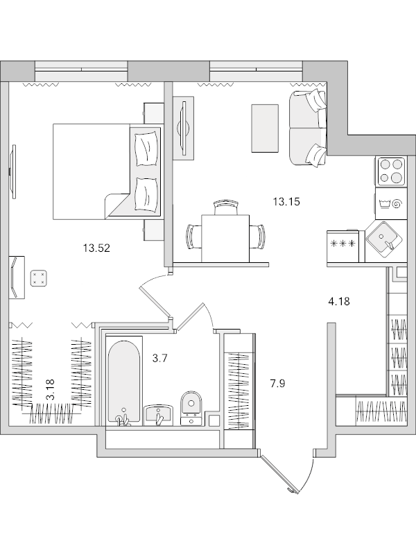 1 ккв 45,6 м²
