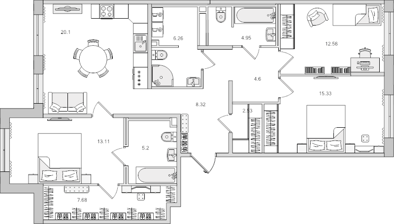 4 ккв (Евро) 100,6 м²