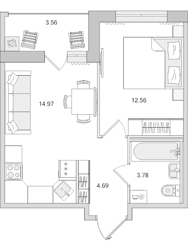 2 ккв (Евро) 39,6 м²