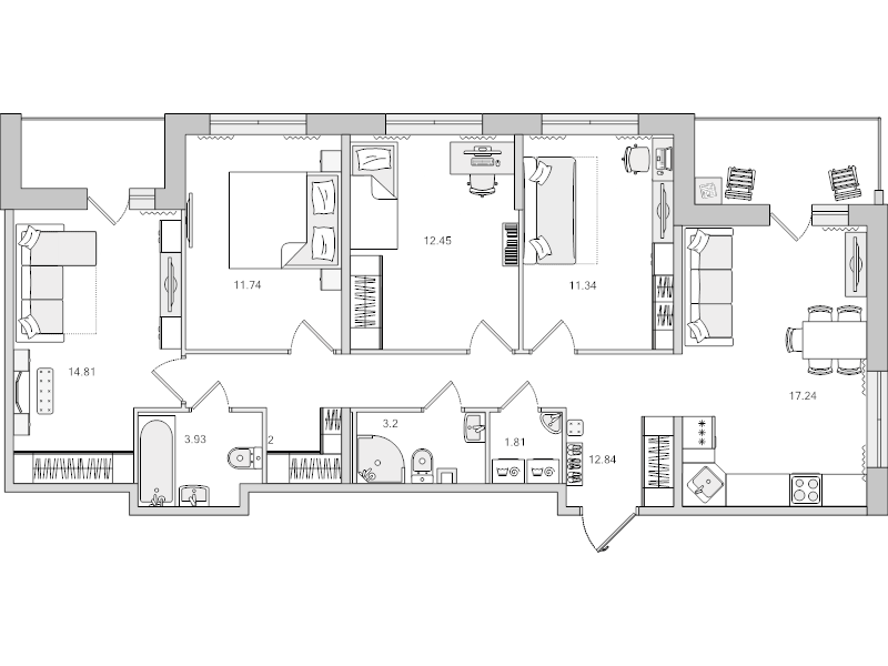 4 ккв (Евро) 100,2 м²