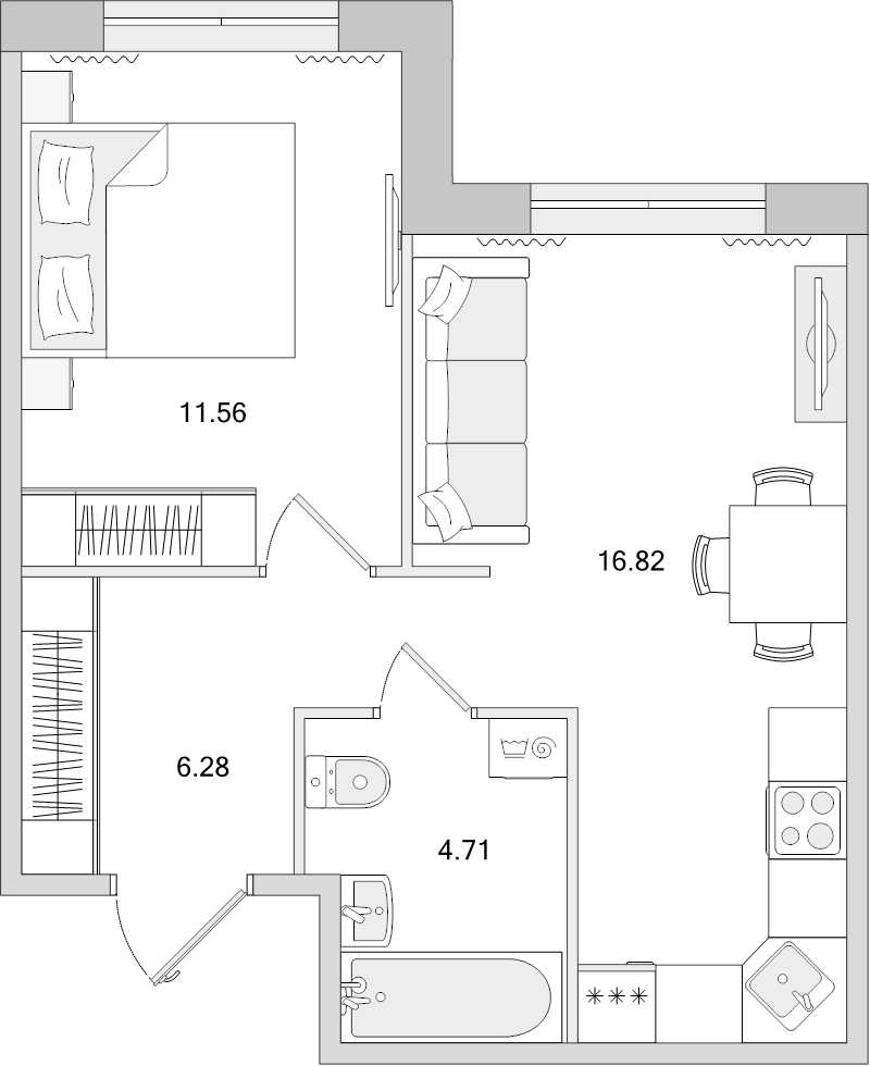 2 ккв (Евро) 39,4 м²