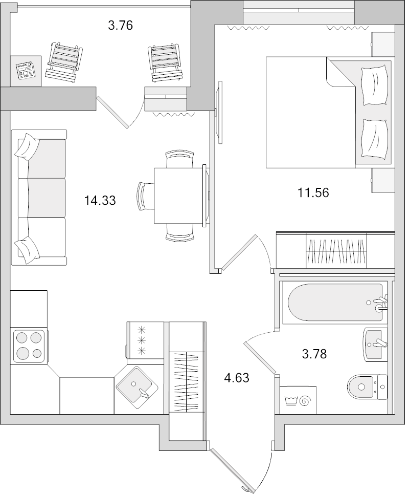 1 ккв 38,1 м²