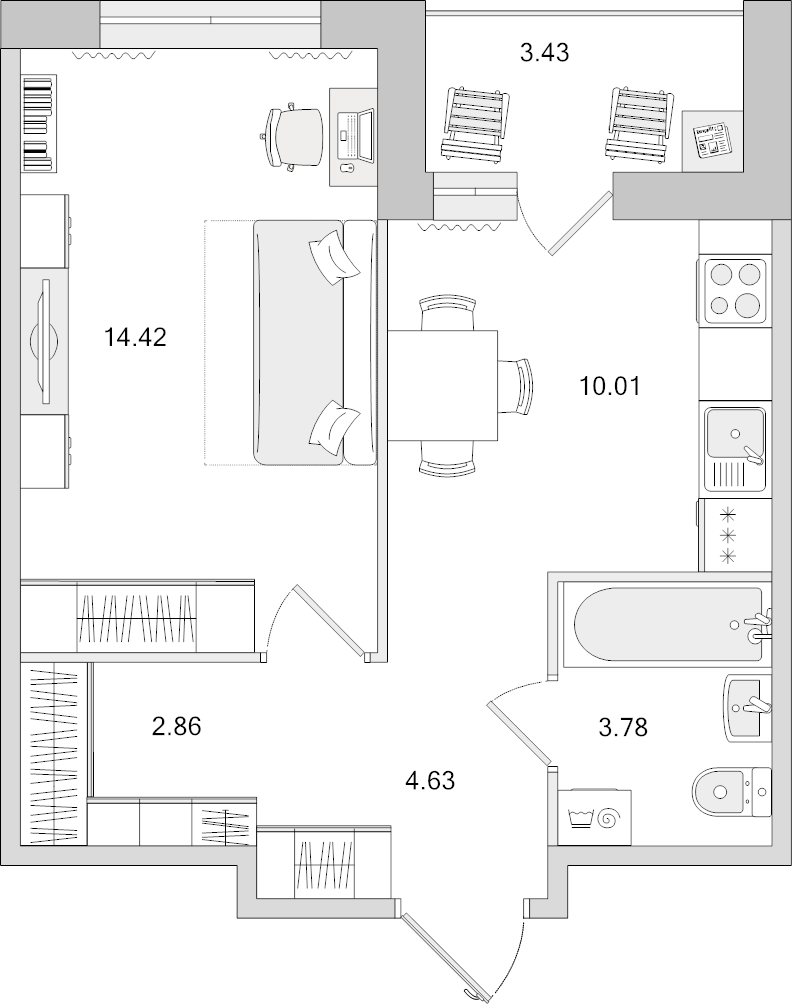 1 ккв 39,1 м²