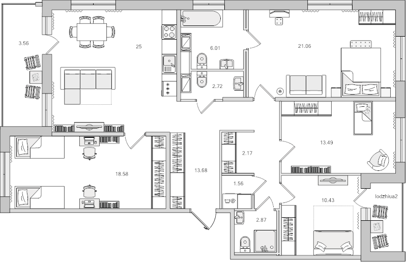 5 ккв (Евро) 128,1 м²