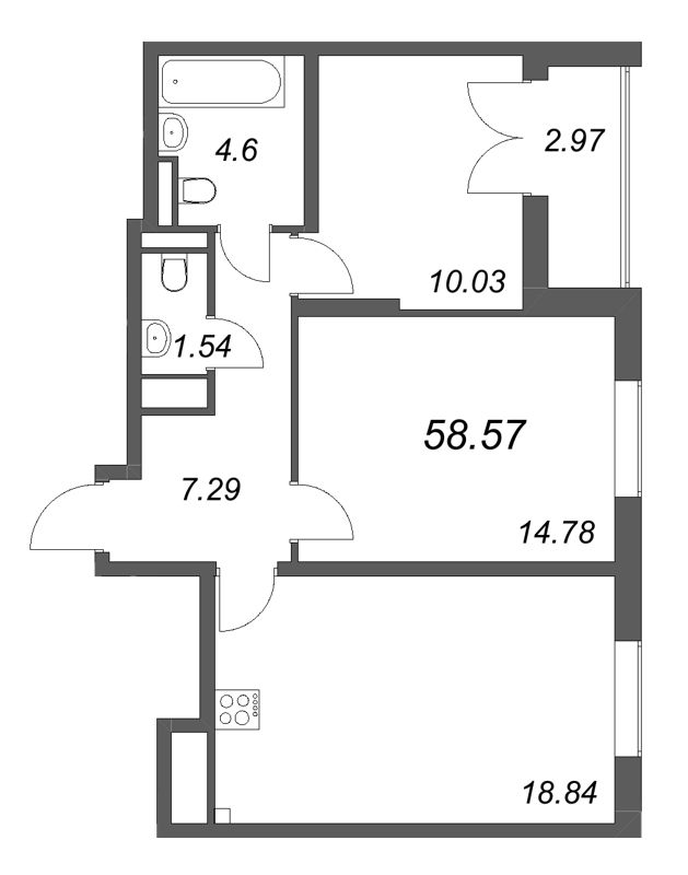 3 ккв (Евро) 58,6 м²