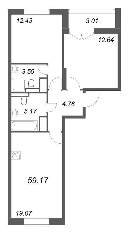 3 ккв (Евро) 59,2 м²