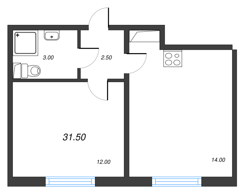 1 ккв 32,2 м²
