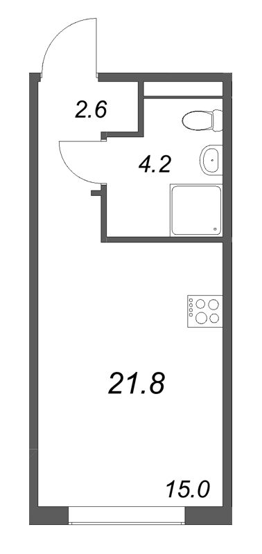Студия 21,8 м²