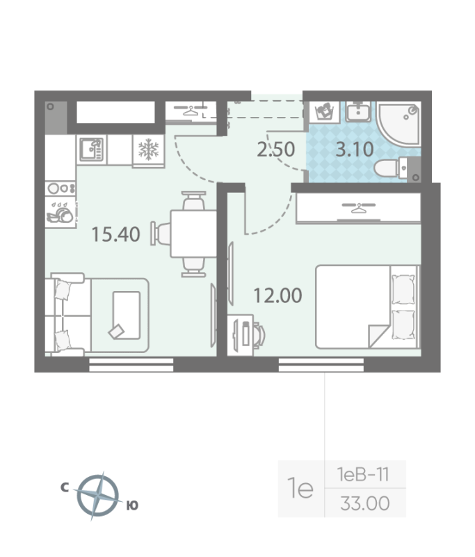 2 ккв (Евро) 32,5 м²