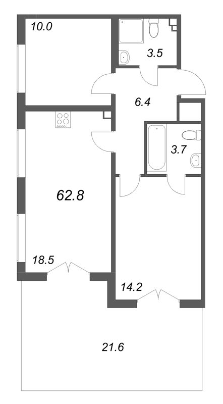 3 ккв (Евро) 62,8 м²