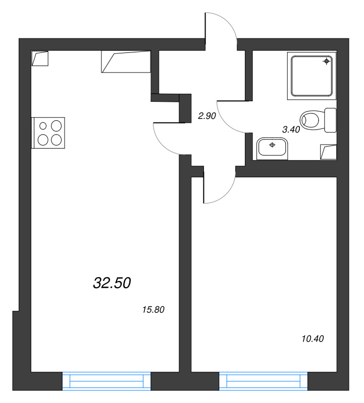2 ккв (Евро) 32,5 м²