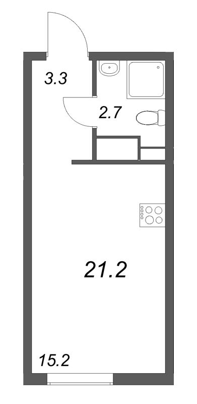 Студия 21,2 м²