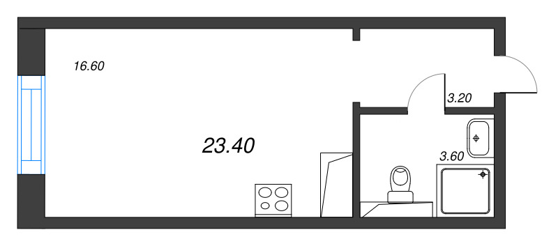 Студия 23,4 м²