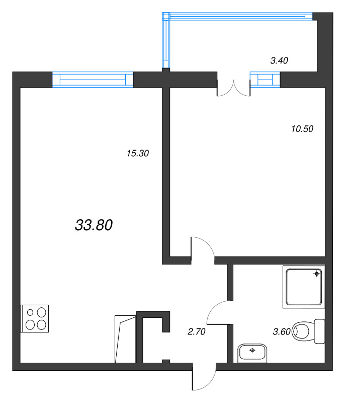 2 ккв (Евро) 33,8 м²