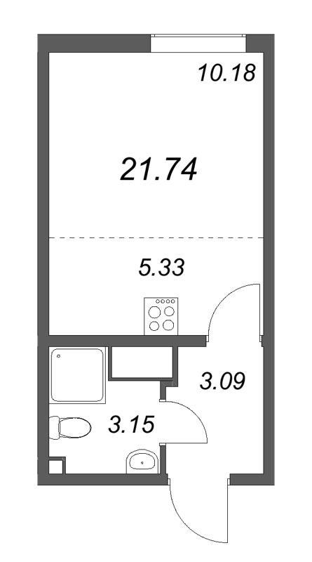Студия 21,7 м²