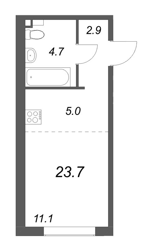 Студия 23,7 м²