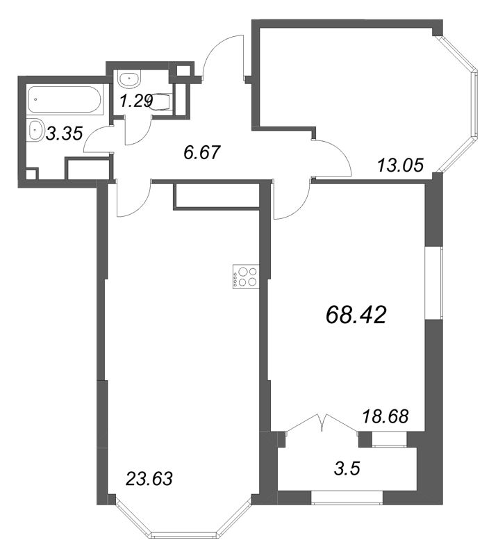3 ккв (Евро) 68,4 м²