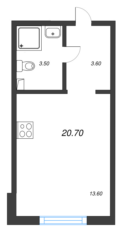 Студия 20,7 м²