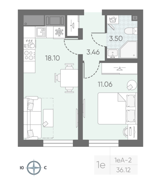 2 ккв (Евро) 35,7 м²