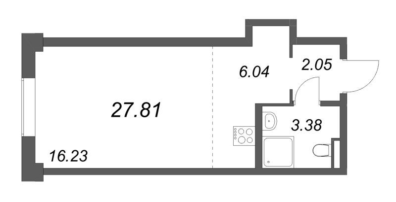 Студия 27,8 м²