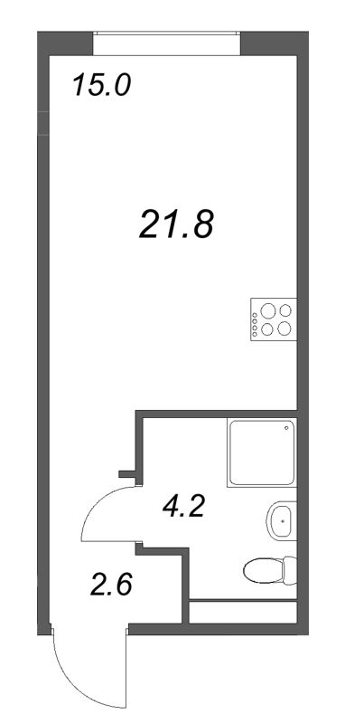 Студия 21,8 м²