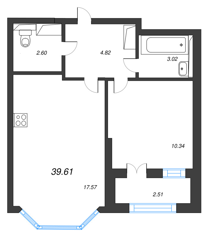 2 ккв (Евро) 39,6 м²