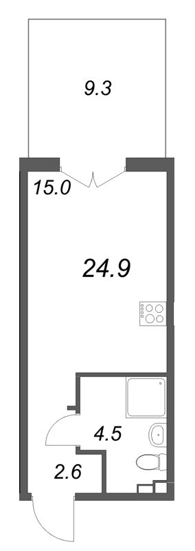 Студия 24,9 м²