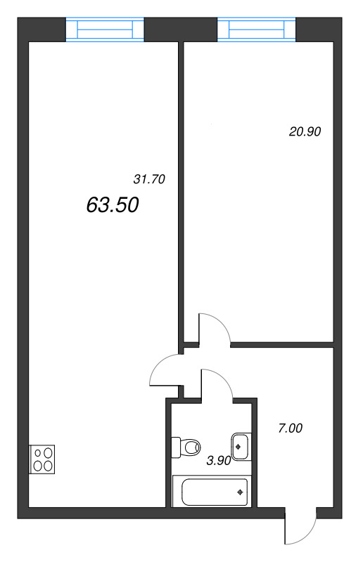 2 ккв (Евро) 63,3 м²