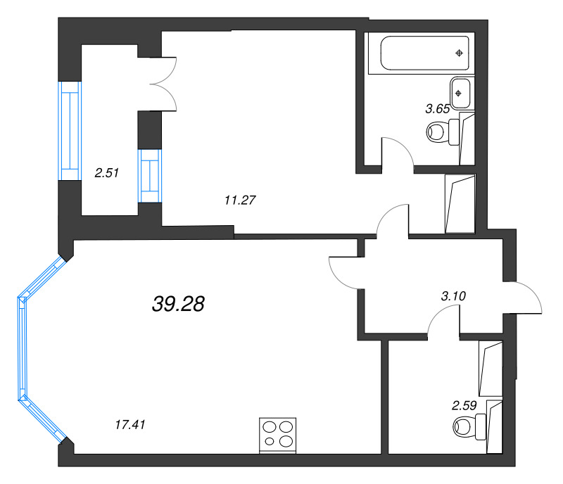 2 ккв (Евро) 39,3 м²