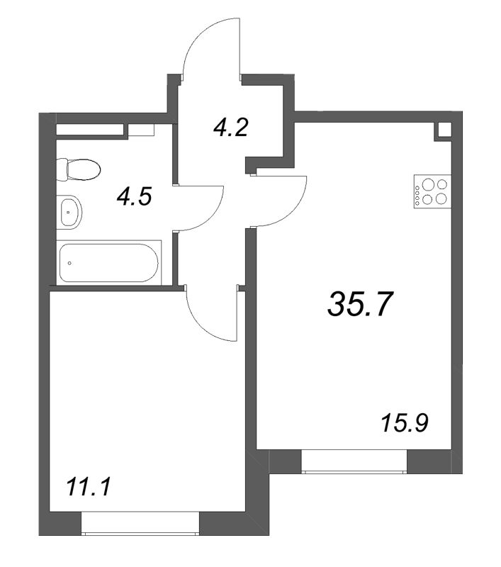 2 ккв (Евро) 35,7 м²