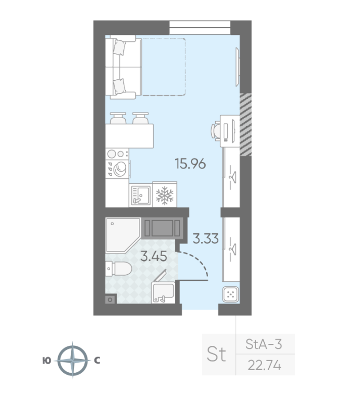 Студия 22,4 м²