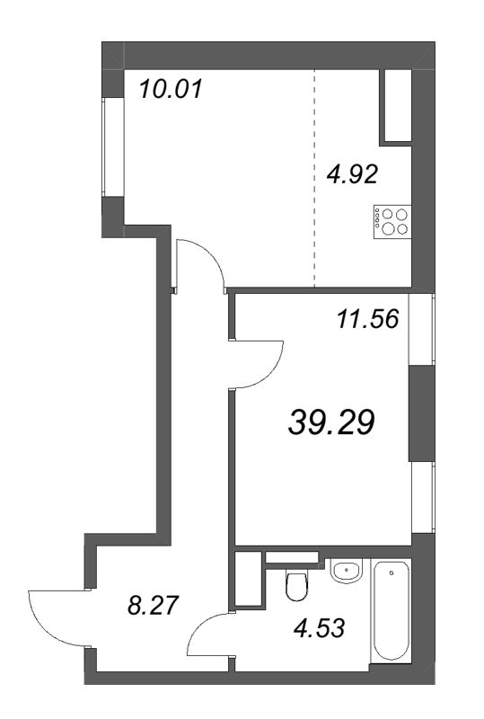 1 ккв 39,3 м²