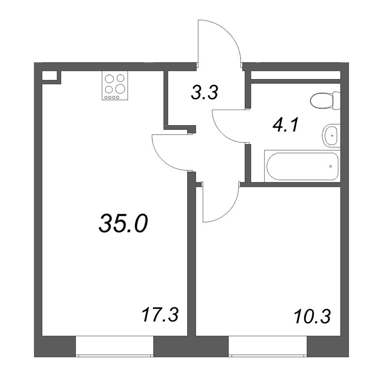 2 ккв (Евро) 35 м²