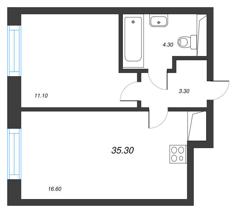 2 ккв (Евро) 35,3 м²