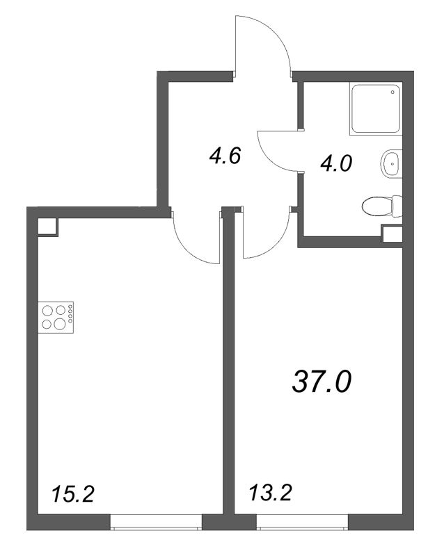 2 ккв (Евро) 37 м²
