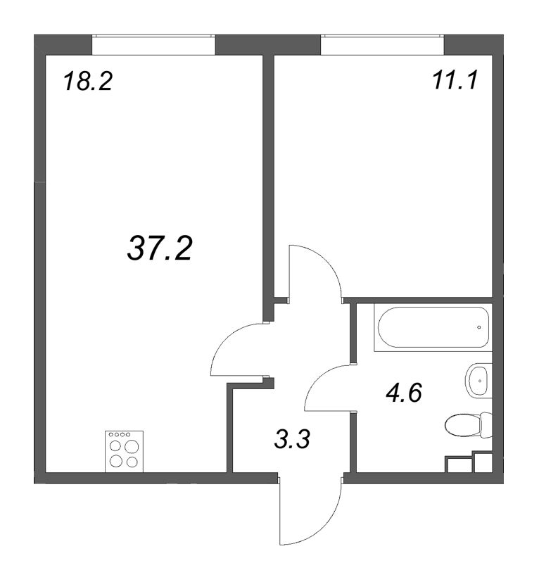 2 ккв (Евро) 37,2 м²