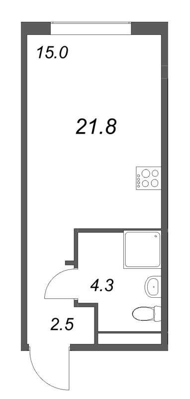 Студия 21,8 м²