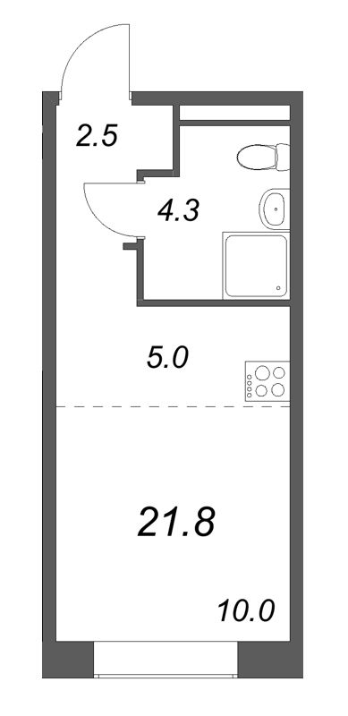 Студия 21,8 м²